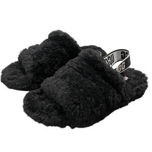 UGG Women's Fluff Yeah Slide in Black Size 10
